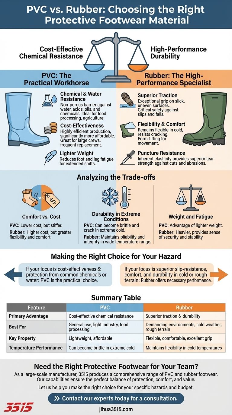 보호 신발에 비교되는 두 가지 주요 재료는 무엇인가요? 작업 위험에 맞는 PVC 대 고무 시각적 가이드