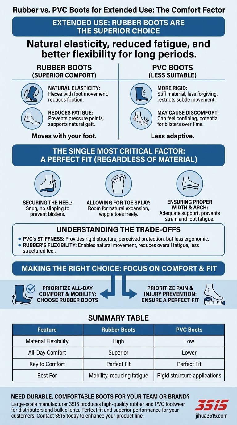 장시간 착용에 더 적합한 부츠는 어떤 종류이며 그 이유는 무엇인가요? 하루 종일 편안함을 위해 고무를 선택하세요. 시각적 가이드