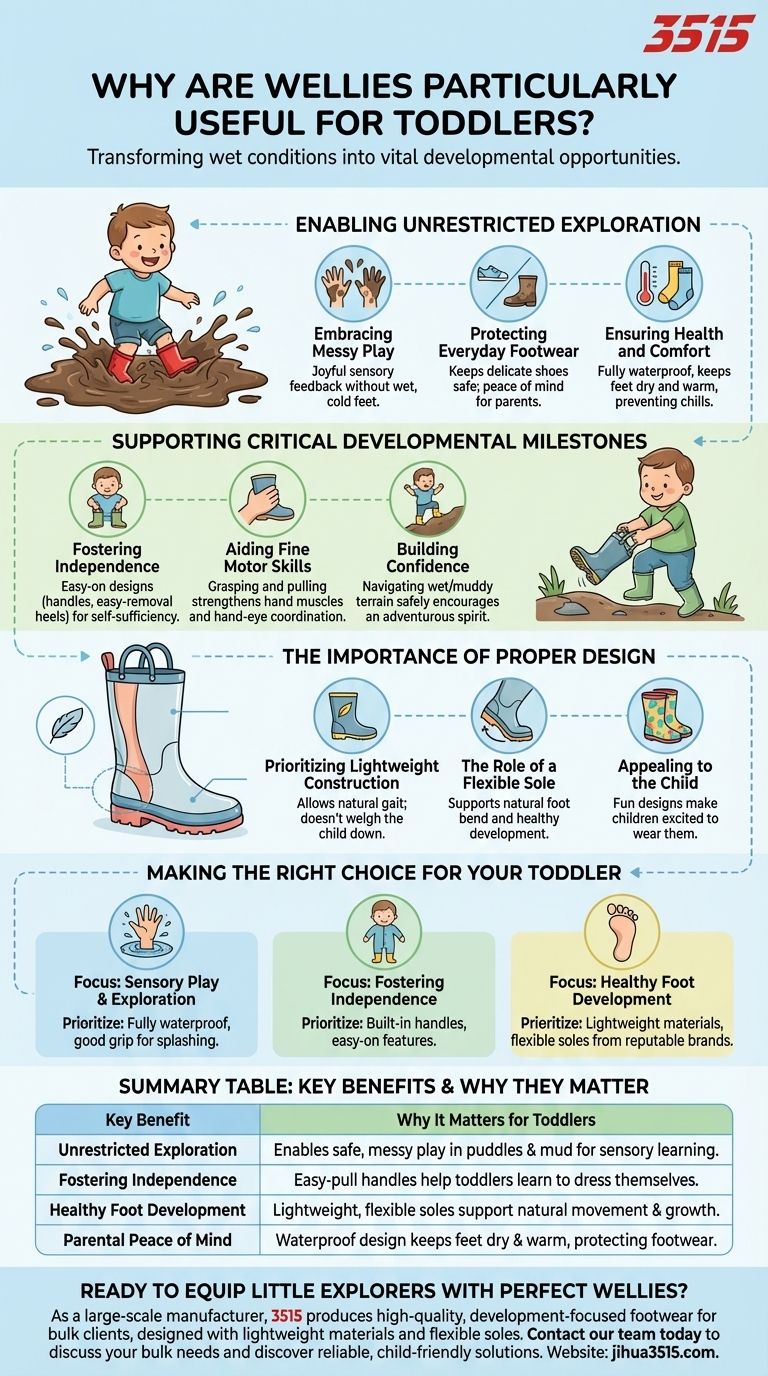 ¿Por qué las botas de agua son especialmente útiles para los niños pequeños? Descubre la clave para el juego desordenado y el desarrollo Guía Visual