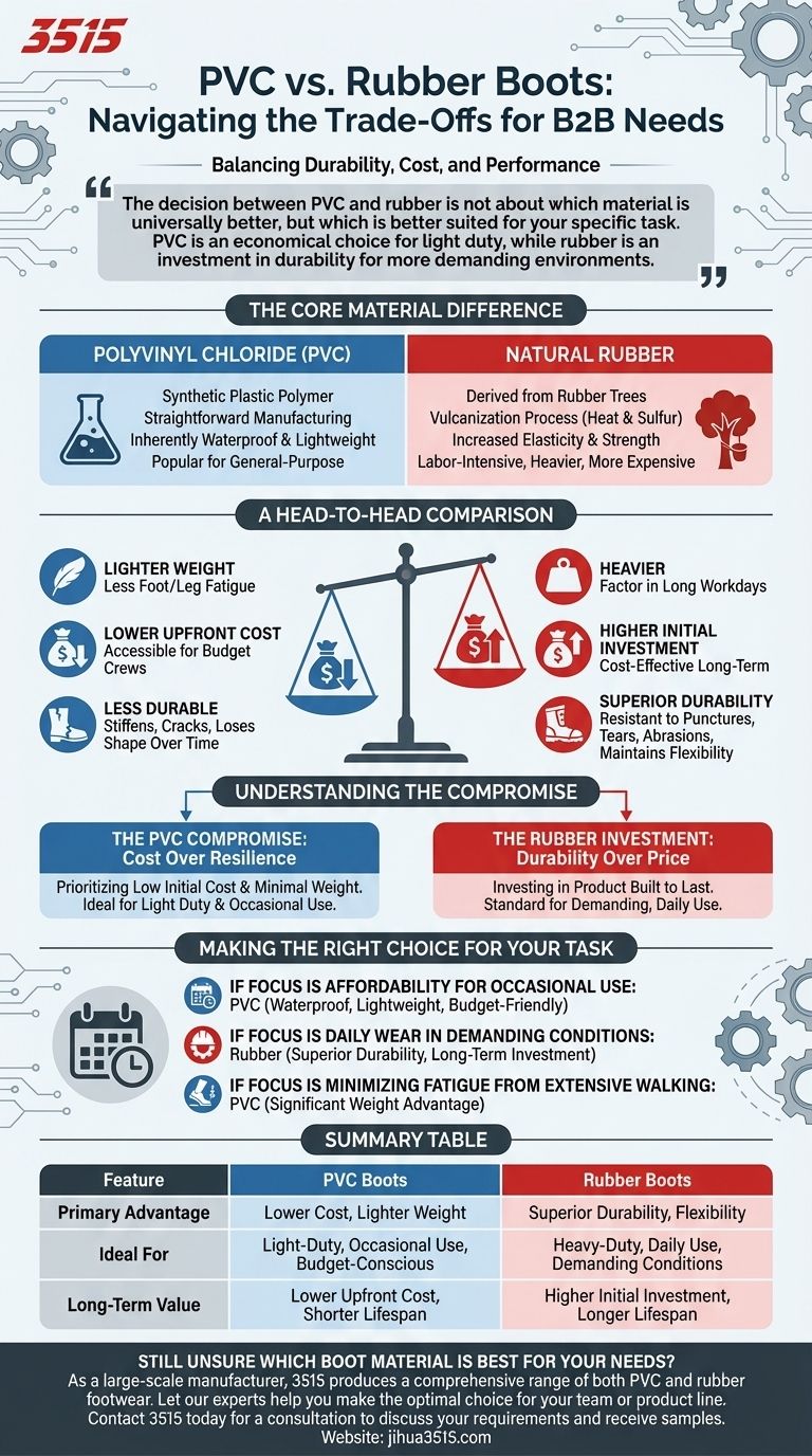 Was sind die Kompromisse bei der Wahl von PVC-Stiefeln gegenüber Gummistiefeln? Priorisieren Sie Kosten oder Haltbarkeit. Visuelle Anleitung