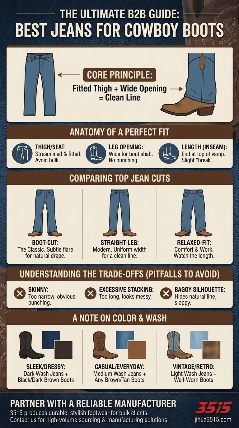 카우보이 부츠와 가장 잘 어울리는 청바지는 무엇인가요? 완벽한 핏과 스타일 가이드 시각적 가이드
