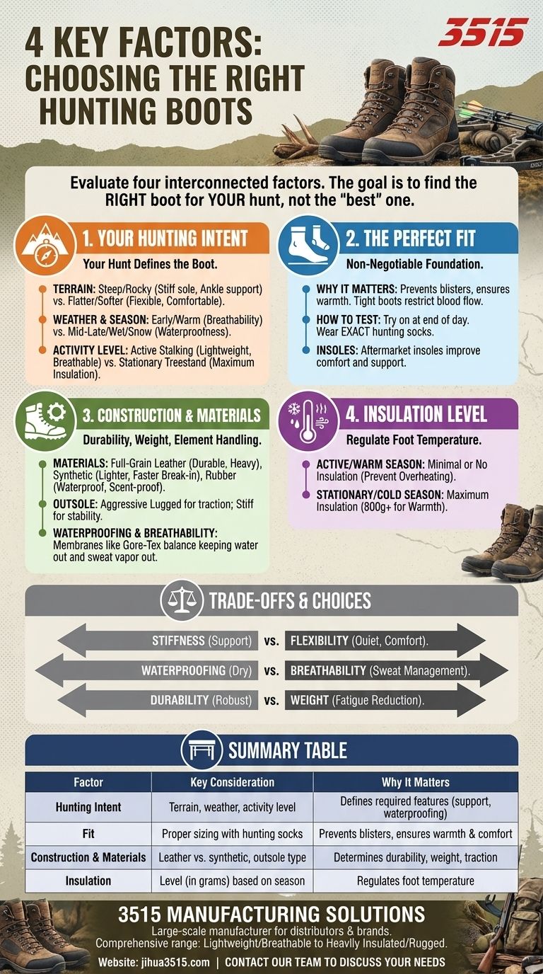狩猟ブーツを選ぶ際に考慮すべき4つの重要な要素は何ですか？ 完璧なフィット感とパフォーマンスのためのガイド ビジュアルガイド