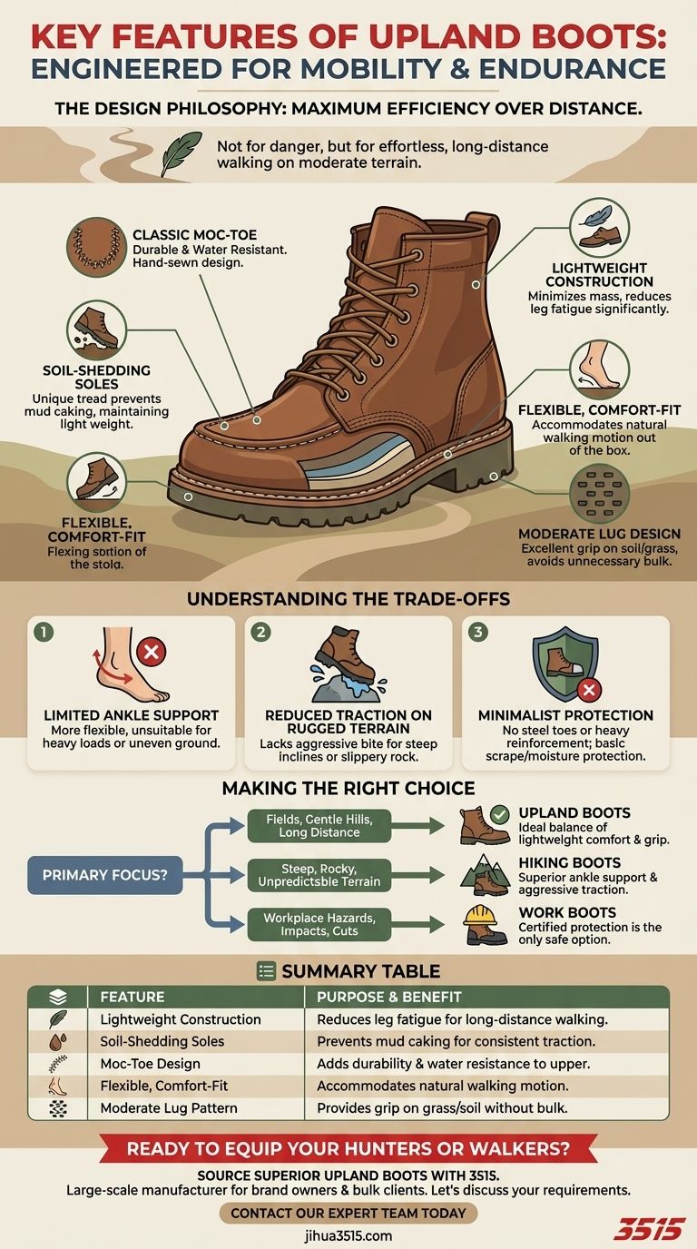 What are the key features of upland boots? Unlock Lightweight Comfort for Long-Distance Walking Visual Guide