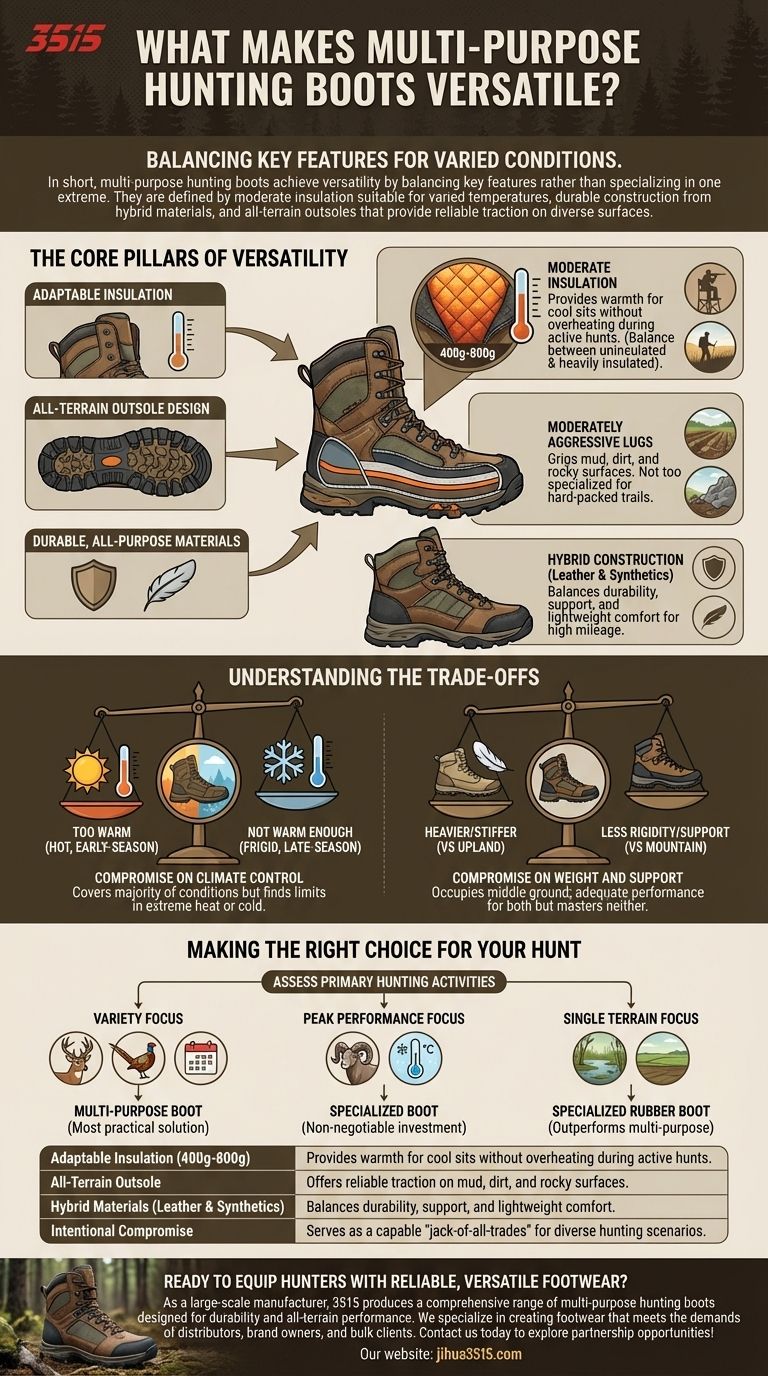 다목적 사냥 부츠가 다재다능한 이유는 무엇인가요? 사계절 성능을 위한 기능의 균형 시각적 가이드
