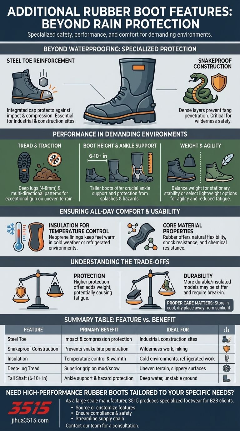 Quali sono alcune caratteristiche aggiuntive da considerare negli stivali di gomma? Aggiornamenti essenziali per sicurezza e prestazioni Guida Visiva