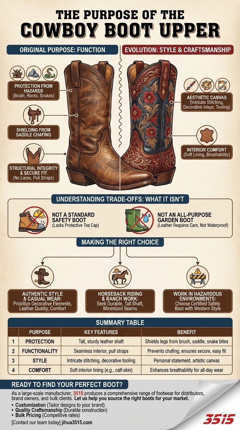 ¿Cuál es el propósito de la parte superior de las botas de vaquero? Descubra su doble función en protección y estilo Guía Visual