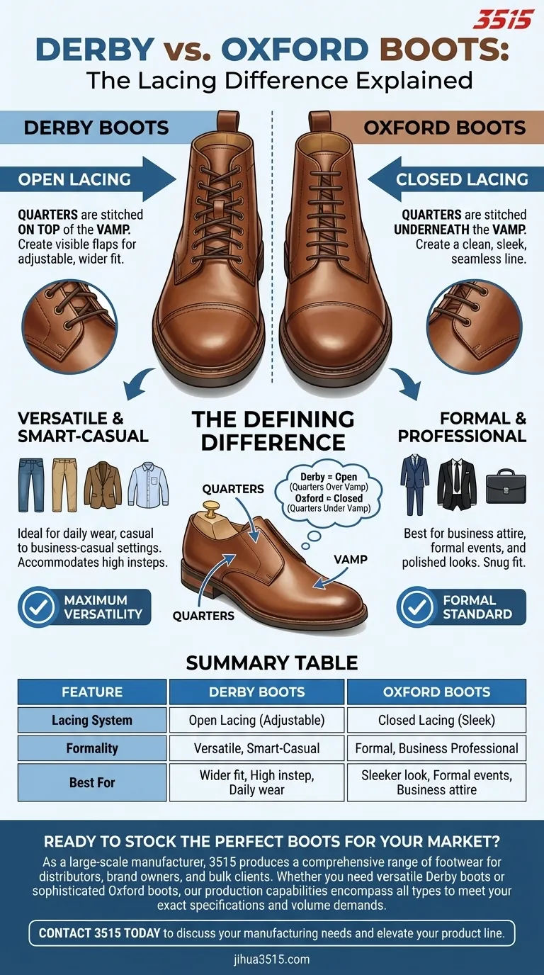Avec quoi les bottes Derby sont-elles le plus souvent confondues ? Le système de laçage, la clé de la différence Guide Visuel