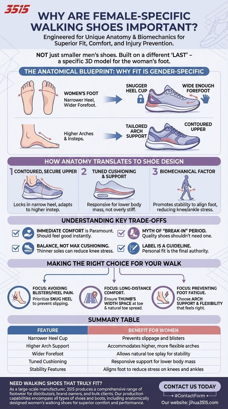 ¿Por qué son importantes los zapatos para caminar específicos para mujeres? Una guía para un ajuste y comodidad anatómicamente correctos Guía Visual