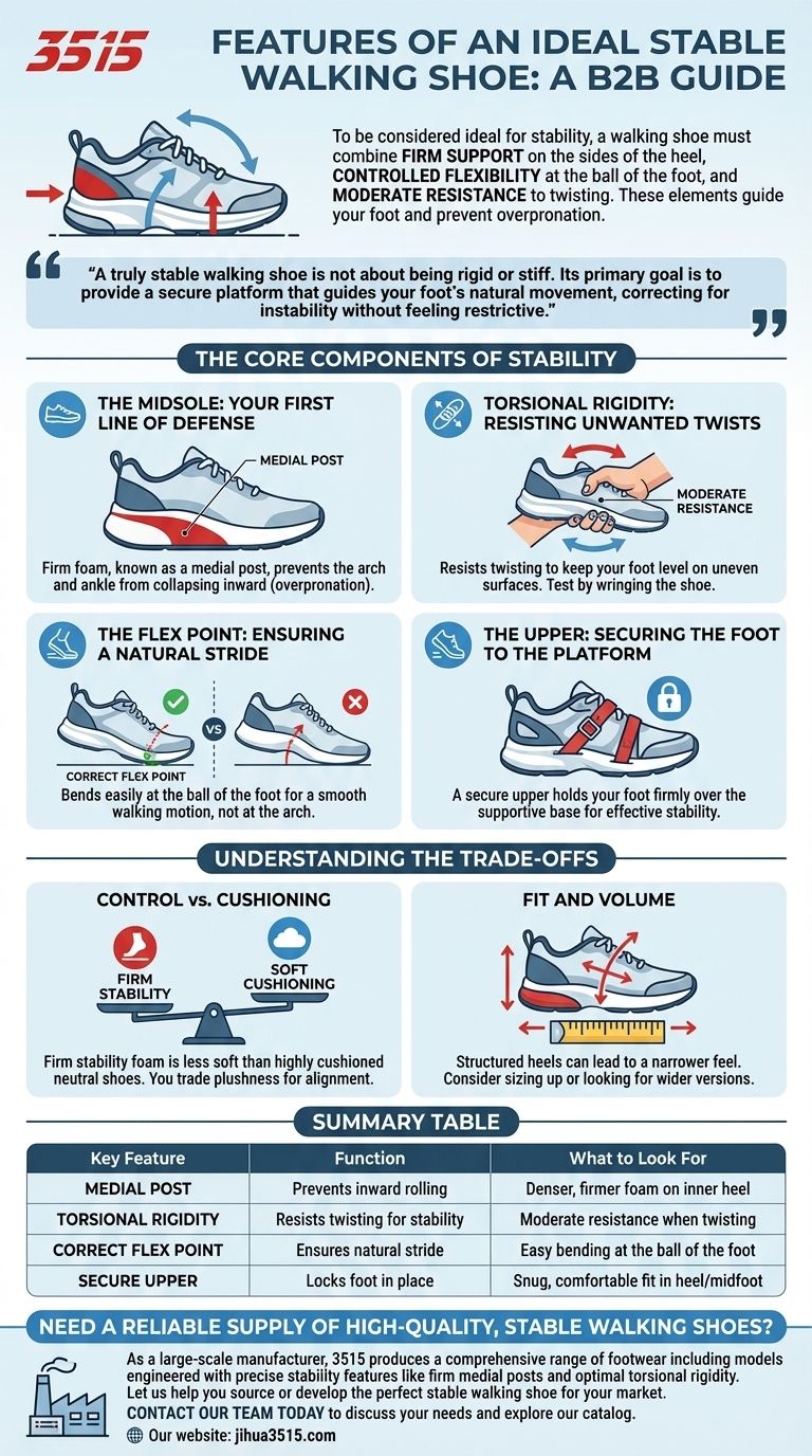 ¿Qué características hacen que un zapato para caminar sea ideal para la estabilidad? Guía tu pie para una mejor alineación Guía Visual