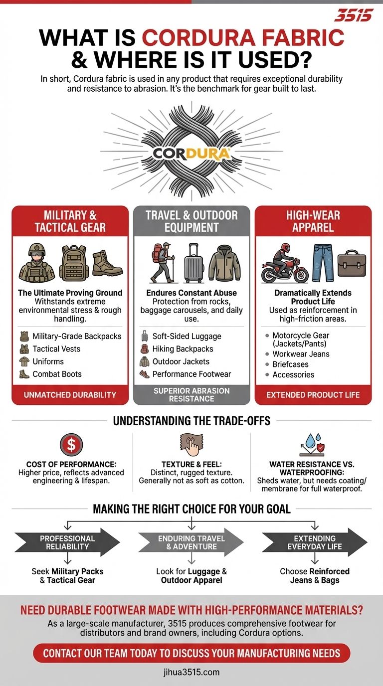 Quali sono alcuni prodotti comuni che utilizzano oggi il tessuto Cordura? Dall'equipaggiamento militare alla resistenza quotidiana Guida Visiva
