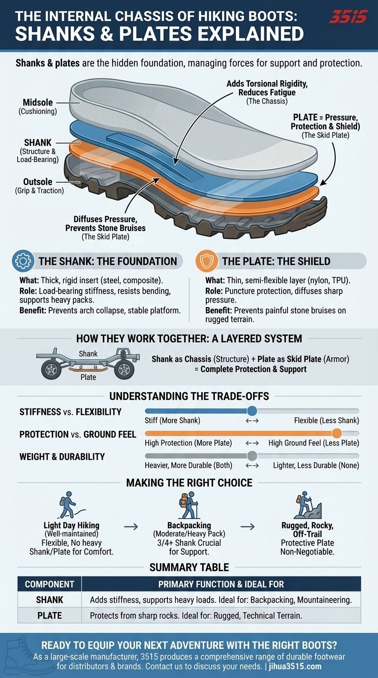 Какова роль хвостовиков и пластин в походных ботинках? Ваше руководство по поддержке и защите ботинок Визуальное руководство