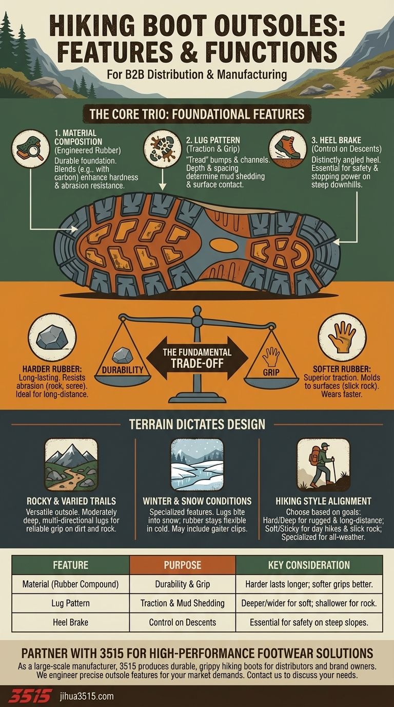 등산화 밑창의 특징은 무엇인가요? 하이킹에 적합한 기반을 선택하세요. 시각적 가이드