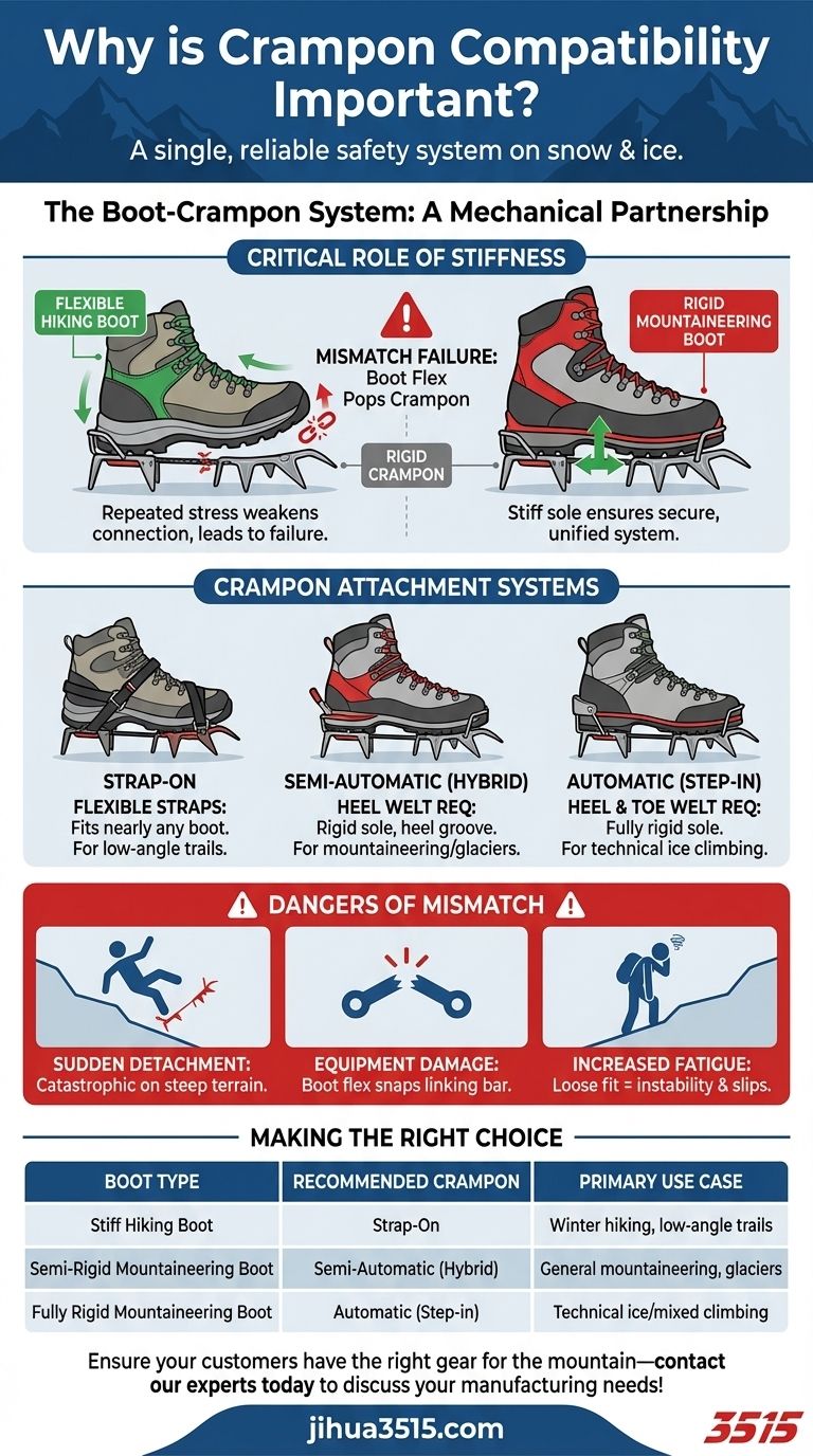 Why is crampon compatibility important for hiking boots? Ensure Your Boots & Crampons Work as One Visual Guide