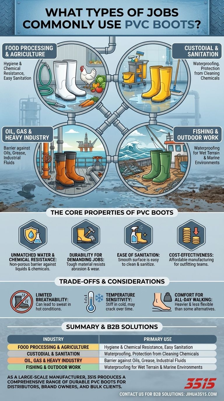 ¿Qué tipos de trabajos utilizan comúnmente botas de PVC? Calzado duradero e impermeable para industrias exigentes Guía Visual