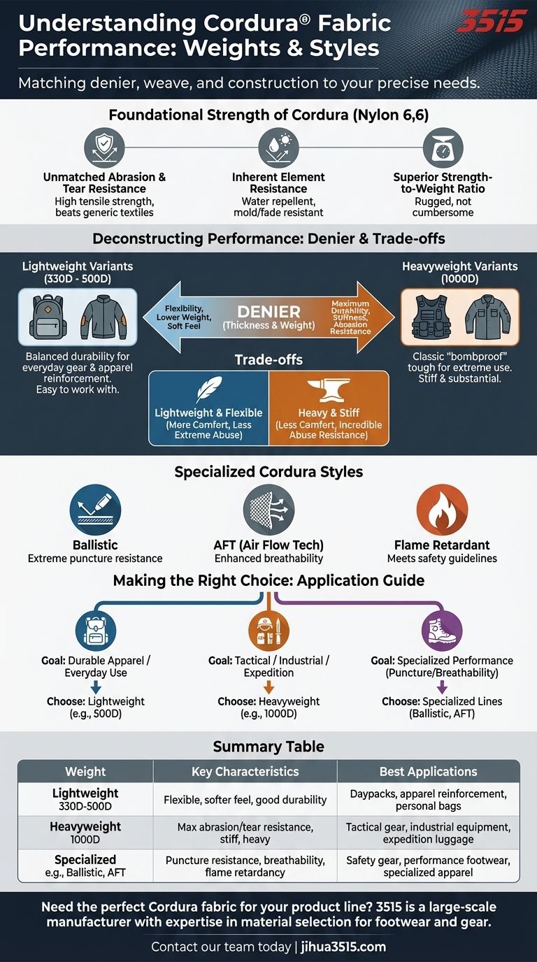 How does Cordura fabric perform in different weights and styles? Find the Right Balance of Durability & Flexibility Visual Guide