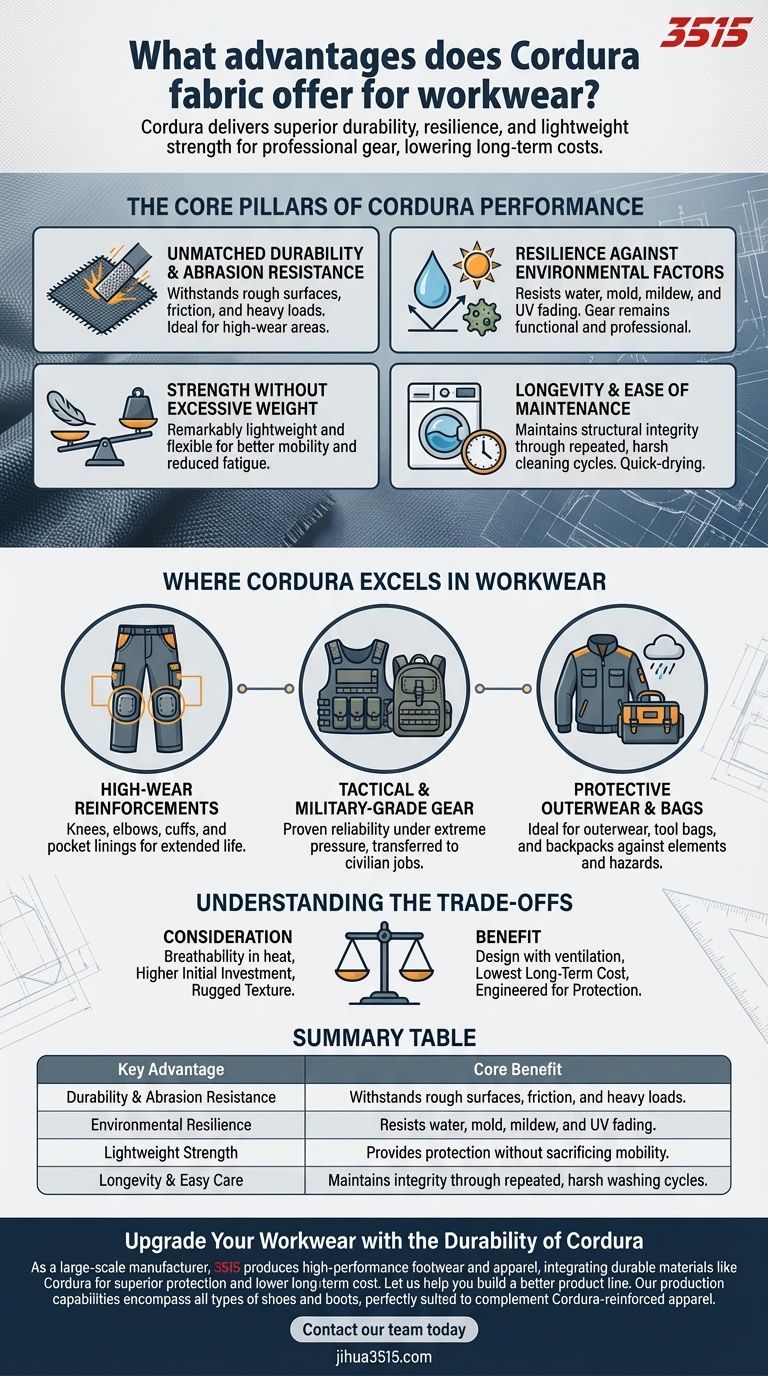 ワークウェアにおいてコーデュラ®ファブリックが提供する利点は何ですか？比類なき耐久性と長期的なROI ビジュアルガイド