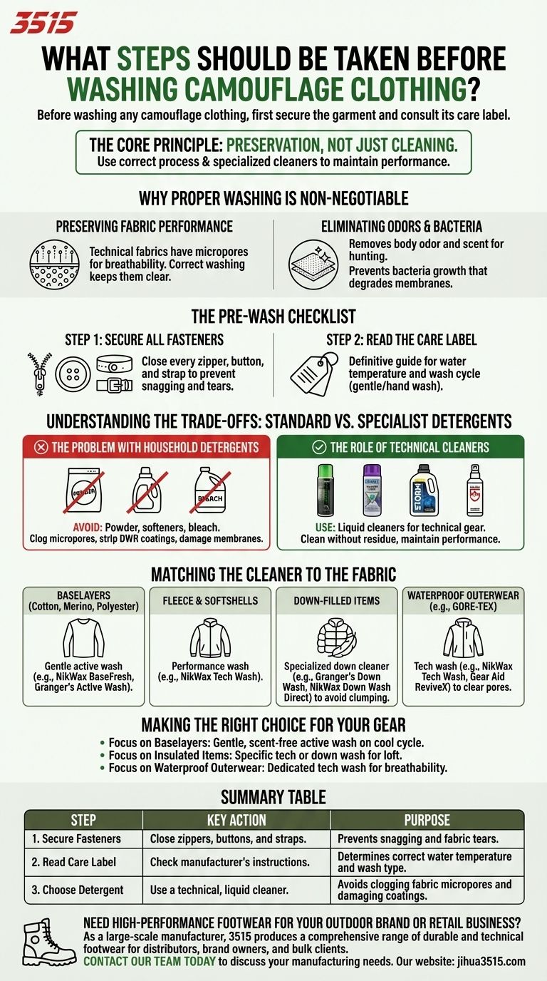 위장복 세탁 전에 어떤 단계를 거쳐야 할까요? 성능 보존을 위한 가이드 시각적 가이드