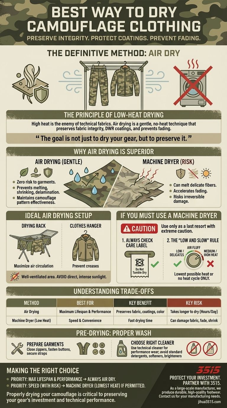 Quelle est la meilleure façon de sécher les vêtements de camouflage ? Préservez la durée de vie et les performances de votre équipement Guide Visuel