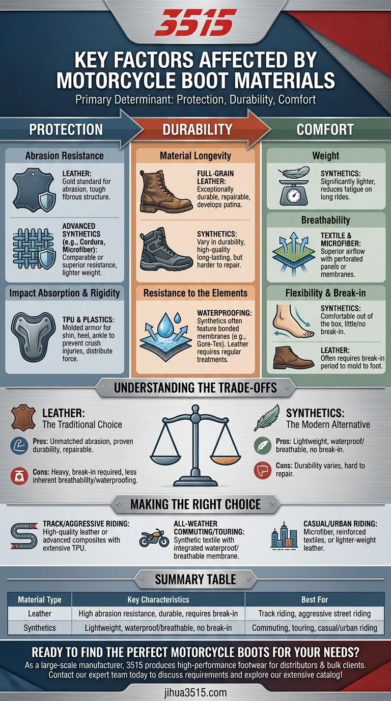 Quali sono i fattori chiave influenzati dai materiali utilizzati negli stivali da moto? Scegli la protezione giusta per il tuo giro Guida Visiva