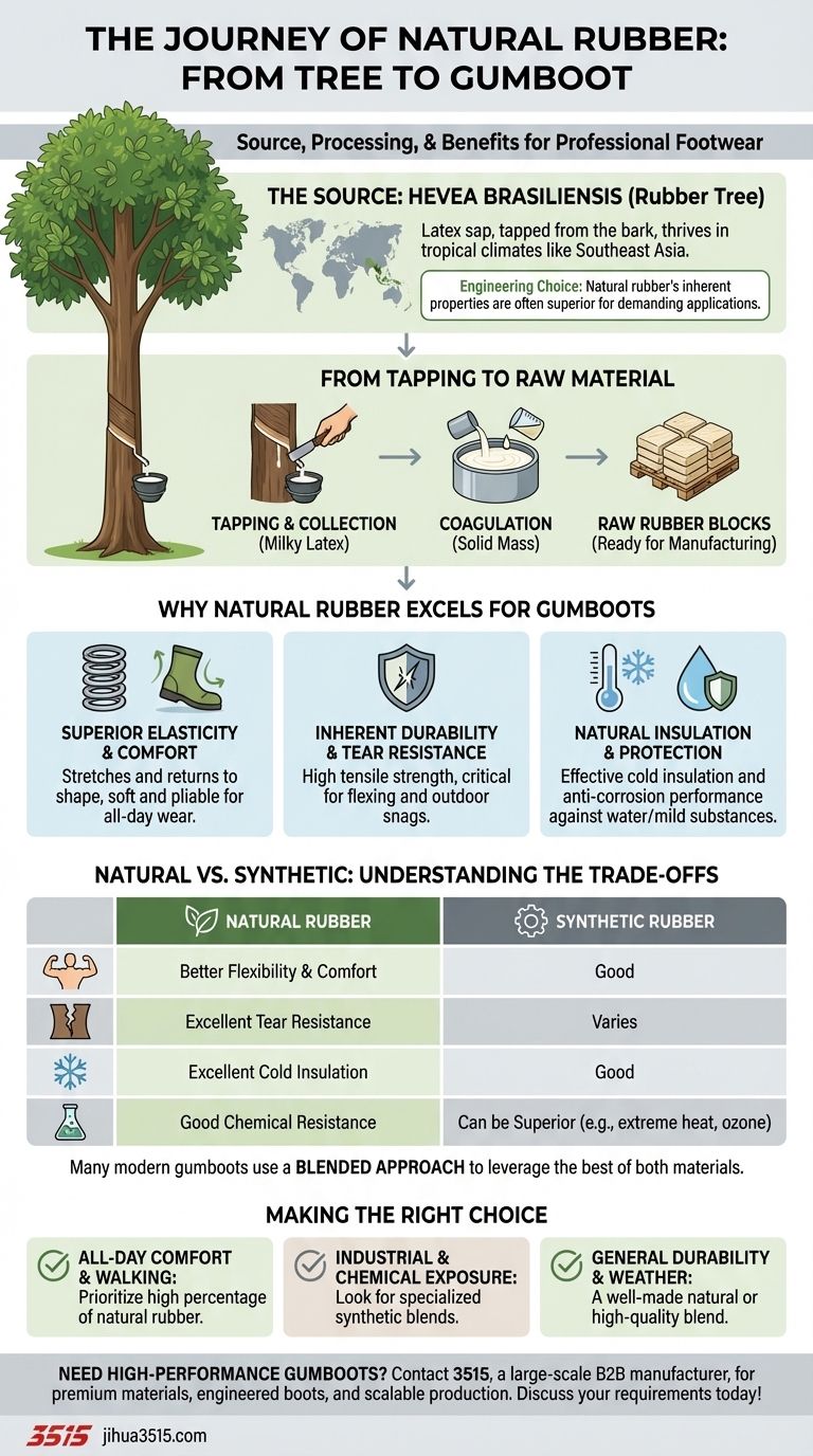 長靴に使われる天然ゴムはどこから来るのですか？耐久性のある履物向けのプレミアム素材の調達 ビジュアルガイド