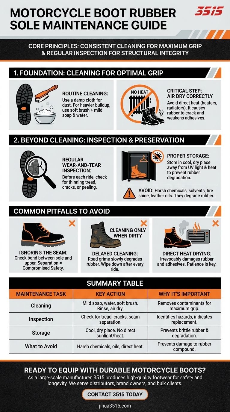 摩托车靴的橡胶鞋底应如何保养？确保最大抓地力和安全性 图解指南