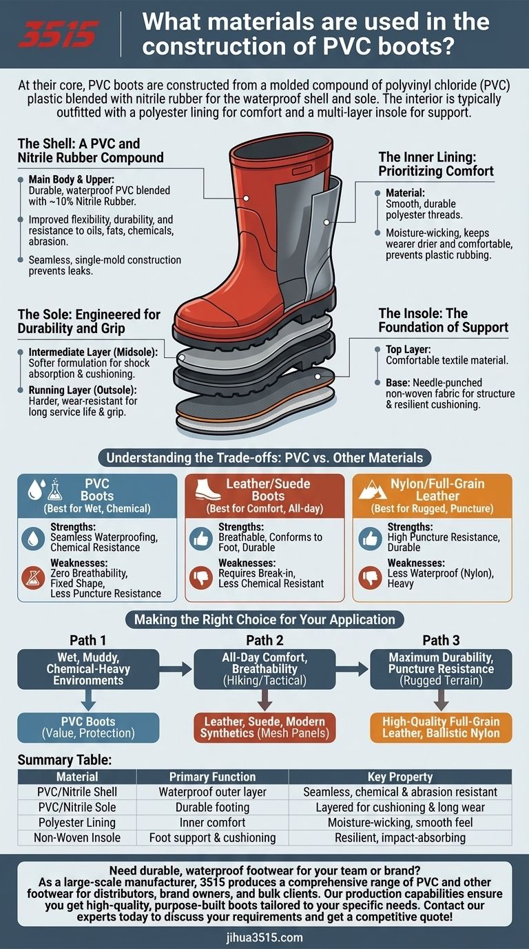 塩化ビニル製ブーツの素材は何ですか？耐久性、防水性に優れたフットウェアガイド ビジュアルガイド
