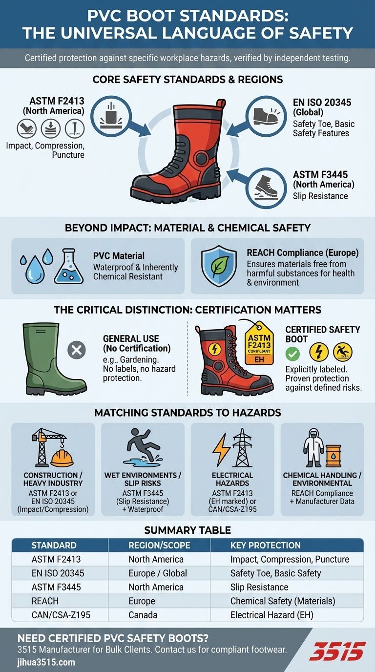 PVC 부츠는 어떤 표준을 준수합니까? 필수 안전 인증 설명 시각적 가이드