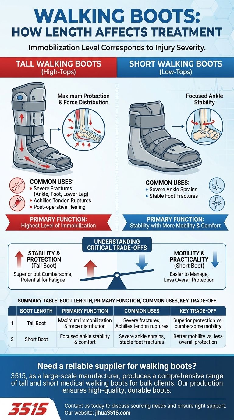 ウォーキングブーツの長さは治療にどのように影響しますか？ロングブーツとショートブーツのガイド ビジュアルガイド