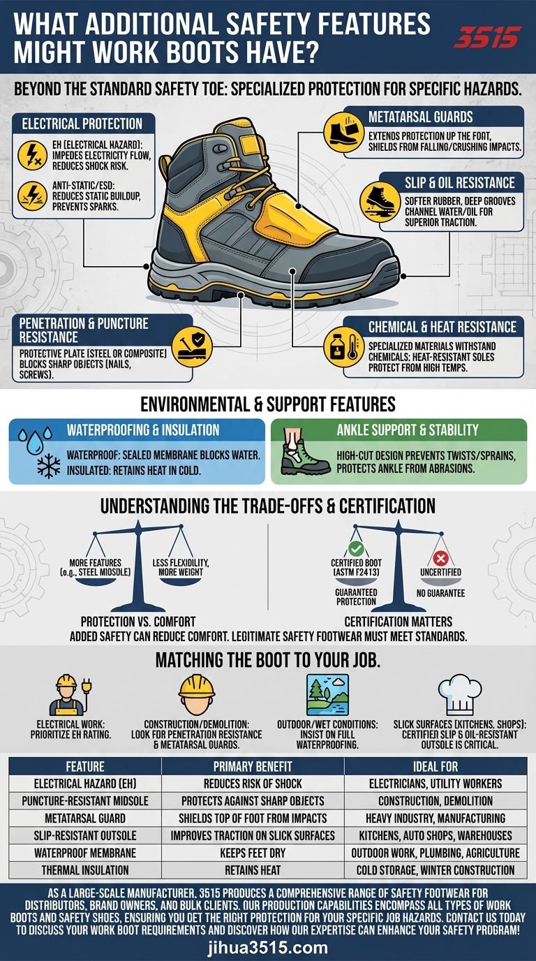 工作靴可能有哪些额外的安全功能？为您的工作场所提供基本防护 图解指南