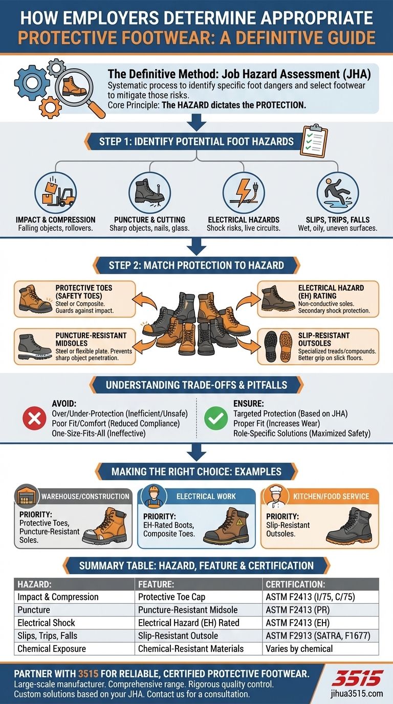 How do employers determine appropriate protective footwear? Start with a Job Hazard Assessment. Visual Guide
