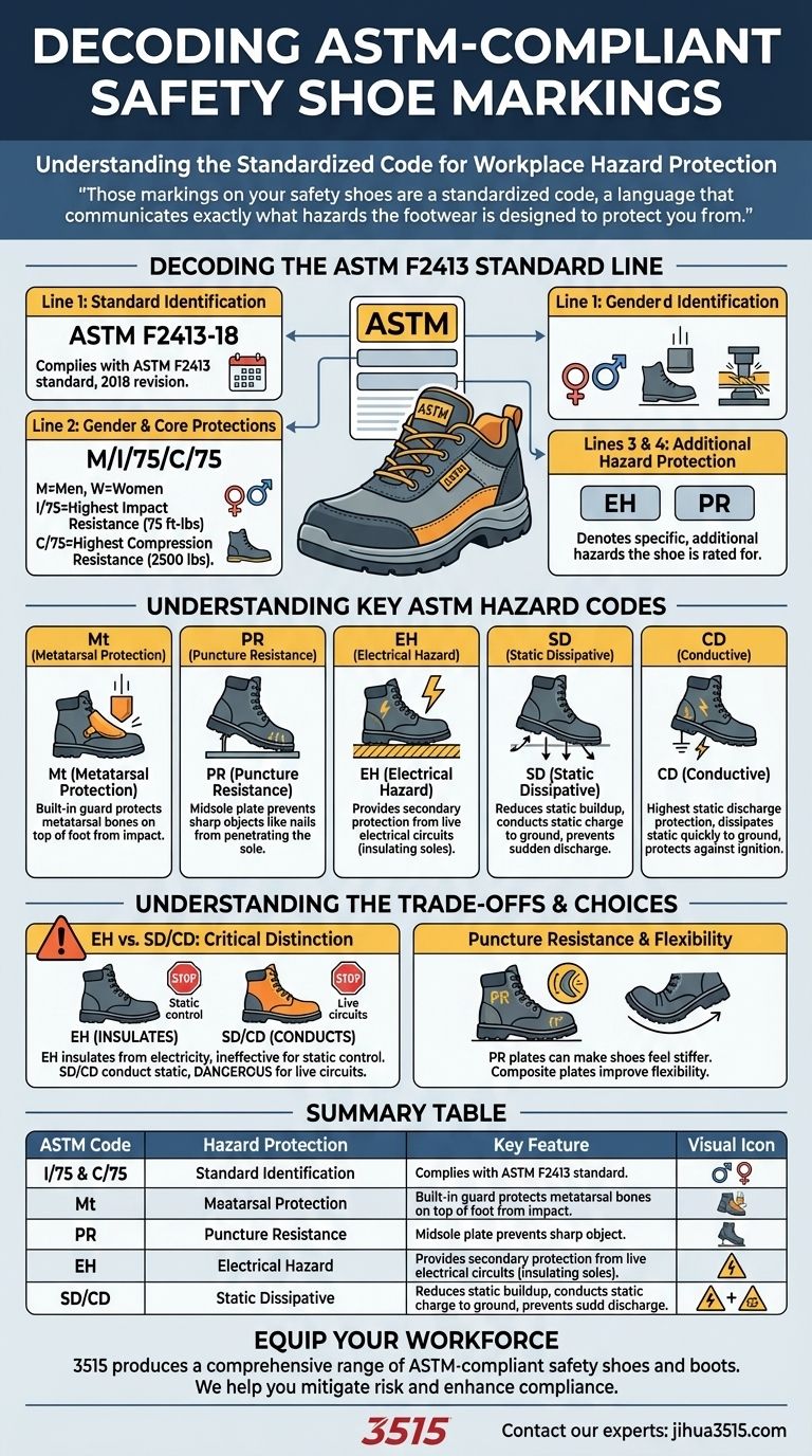 ¿Qué indican las marcas en los zapatos de seguridad que cumplen con la norma ASTM? Decodifica las etiquetas de seguridad para una máxima protección Guía Visual