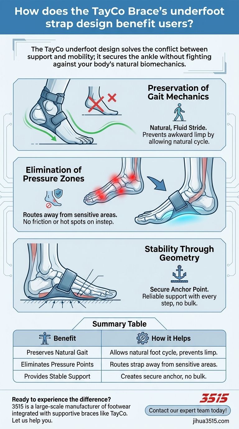 كيف يفيد تصميم الشريط السفلي لقدم دعامة TayCo المستخدمين؟ تحقيق حركة طبيعية وراحة لا مثيل لها دليل مرئي