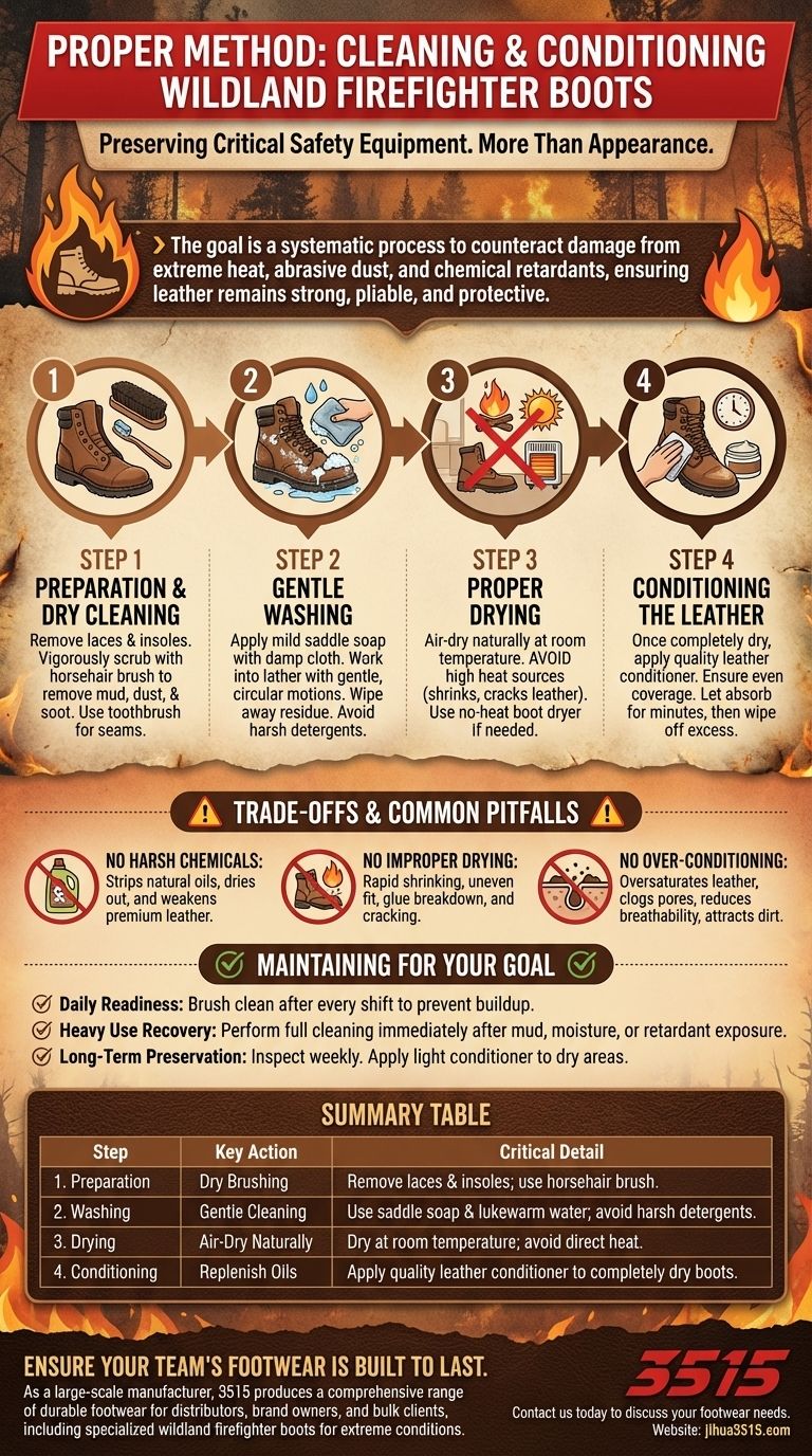 ワイルドランド消防士のブーツの適切な手入れとコンディショニングの方法とは？ブーツの寿命を延ばすためのステップバイステップガイド ビジュアルガイド