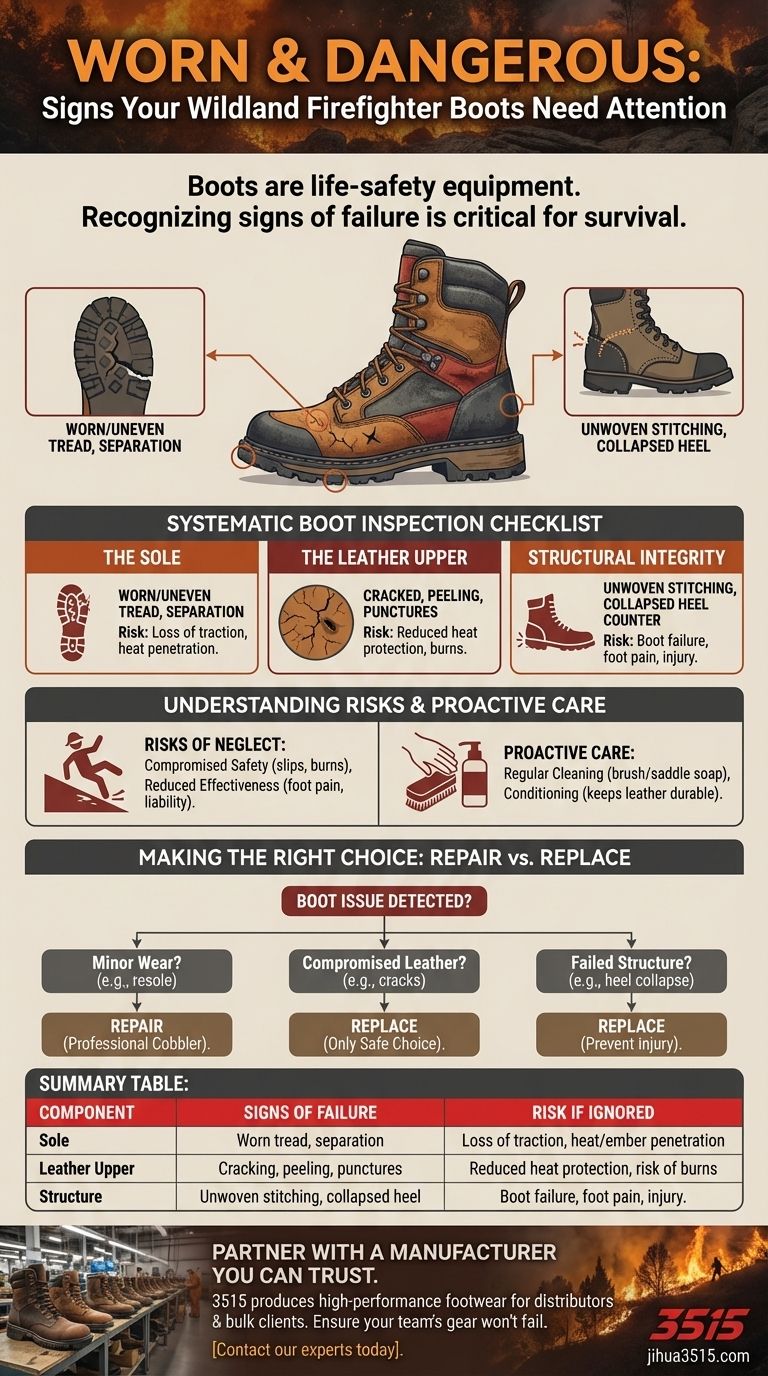 Quels sont les signes indiquant que les bottes de pompiers de lutte contre les incendies de forêt nécessitent une réparation ou un remplacement ? Un guide des vérifications de sécurité critiques Guide Visuel