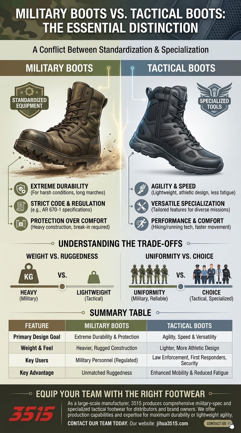 كيف تختلف الأحذية العسكرية عن الأحذية التكتيكية؟ اختر الحذاء المناسب لمهمتك دليل مرئي