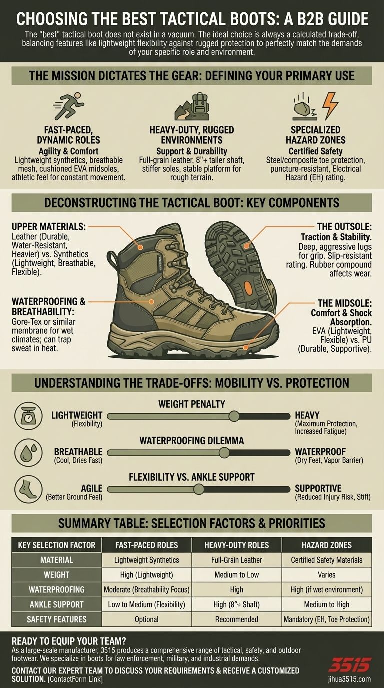 What should be considered when choosing the best tactical boots? Key Factors for Mission Success Visual Guide