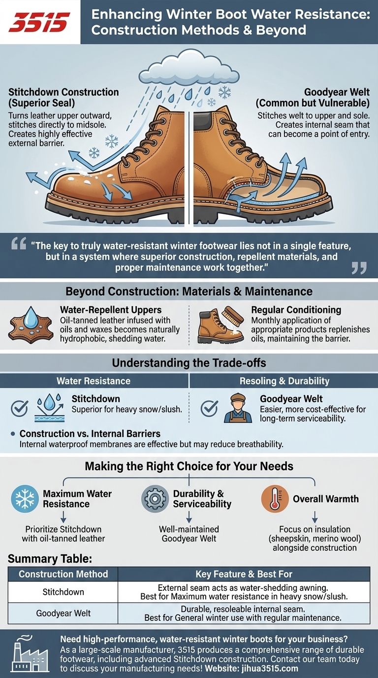 Какие методы изготовления повышают водостойкость зимних ботинок? Stitchdown против Goodyear Welt Визуальное руководство