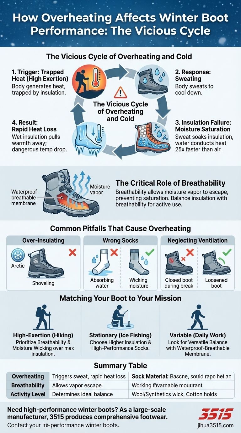 كيف يؤثر ارتفاع درجة الحرارة على أداء أحذية الشتاء؟ تجنب دورة التعرق إلى التجمد دليل مرئي