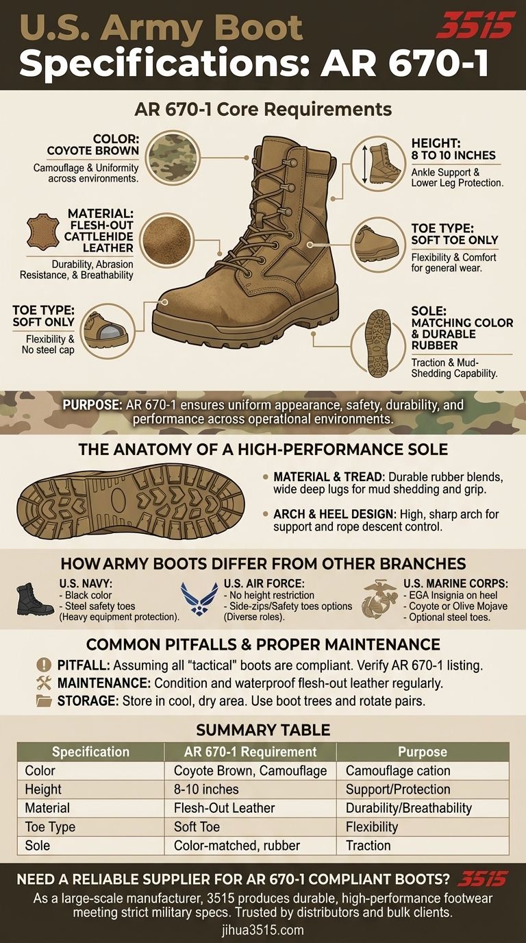 Quali sono le specifiche generali degli stivali dell'esercito? Una guida alle calzature conformi all'AR 670-1 Guida Visiva