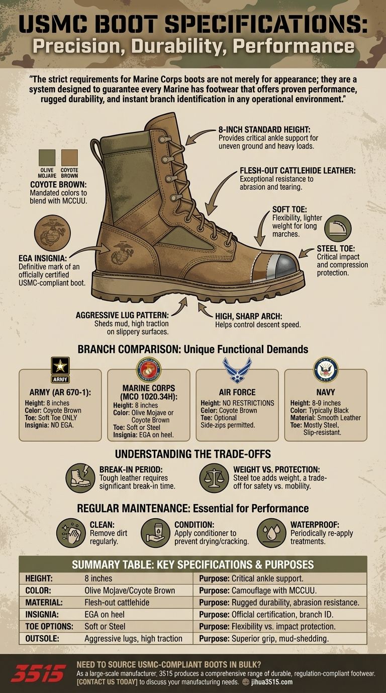 ¿Cuáles son las especificaciones de las botas del Cuerpo de Marines? Requisitos clave para el calzado que cumple con las normas del USMC Guía Visual