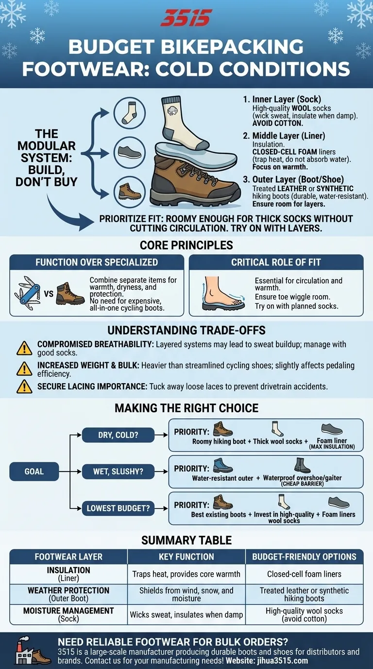 Quelles sont les considérations clés pour des chaussures de bikepacking économiques par temps froid ? Construire un système chaud et sec Guide Visuel
