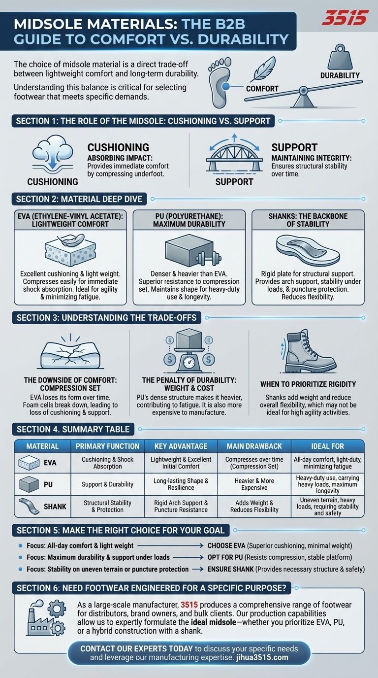 ¿Cuáles son las características de los diferentes materiales de entresuela? Equilibrio entre comodidad, durabilidad y soporte Guía Visual
