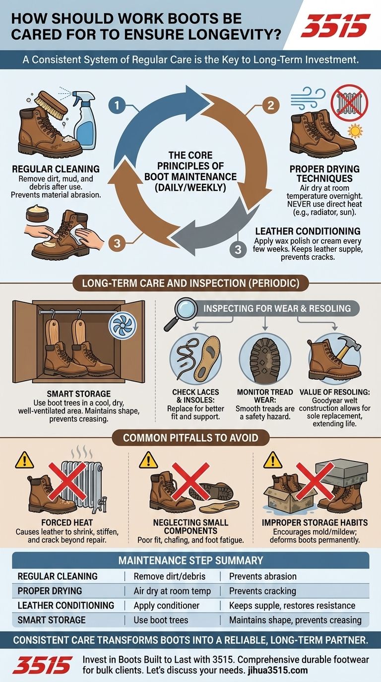 如何保养工作靴以确保其经久耐用？延长耐用性的 4 步指南 图解指南