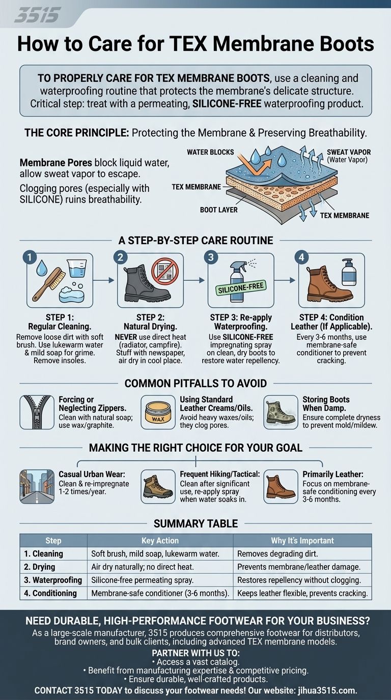 كيف يجب العناية بأحذية الأغشية TEX؟ احمِ استثمارك بالصيانة المناسبة دليل مرئي