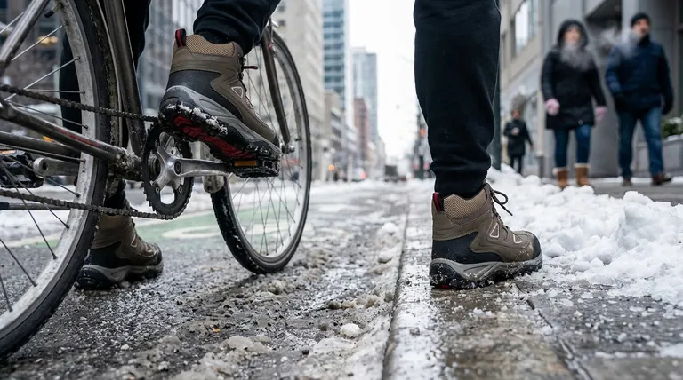 Welche Herausforderungen gibt es bei der Auswahl von Schuhen für den städtischen Pendelverkehr bei kaltem Wetter? Überwinden Sie das Fahr-Geh-Dilemma