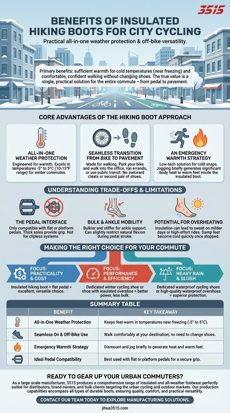 Quels sont les avantages de porter des chaussures de randonnée isolées pour le cyclisme en ville ? Maîtrisez vos trajets par temps froid Guide Visuel