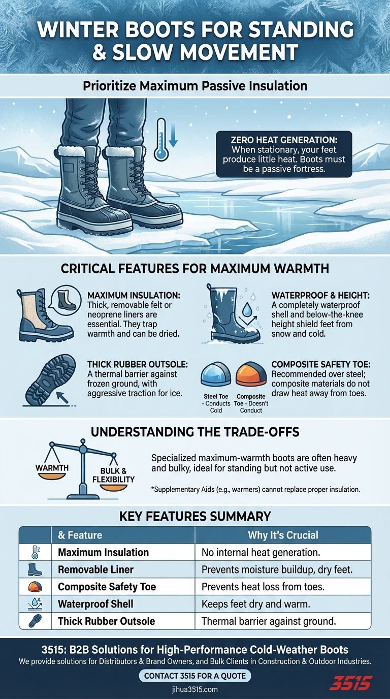 寒い天候で立っている、またはゆっくり動く場合に必要とされる冬用ブーツの種類は？暖かさと安全性を最大限に高める ビジュアルガイド