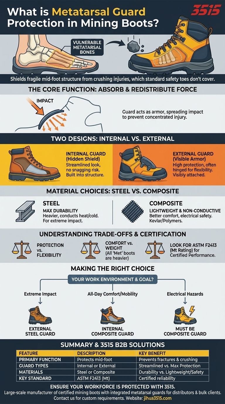 ¿Qué es la protección con guardas metatarsianas en las botas de minería? Seguridad esencial para la industria pesada Guía Visual