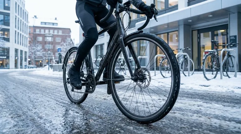 Quelle est la recommandation pour les chaussures lors des déplacements à vélo vers des destinations intérieures par temps froid ? Restez au chaud et au sec