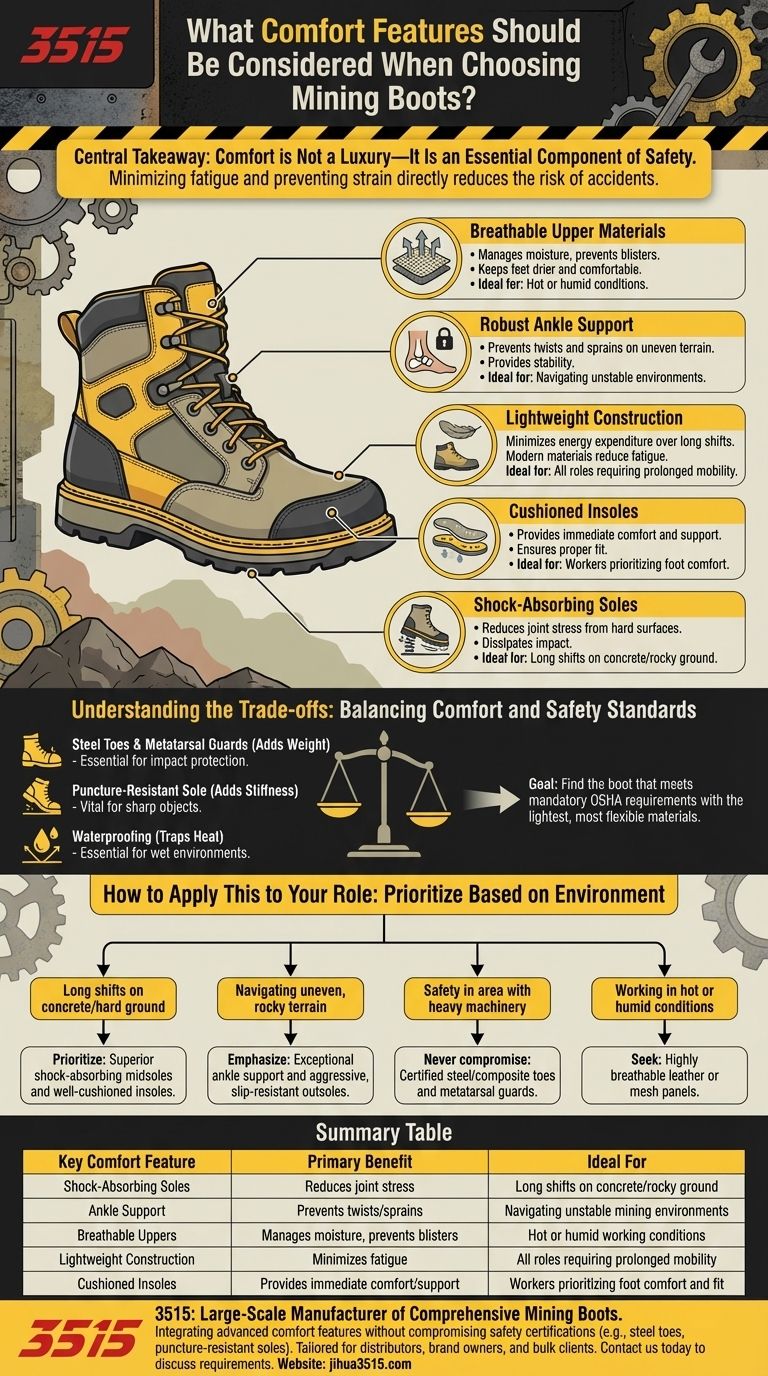 ¿Qué características de confort se deben considerar al elegir botas de minería? Priorizar la seguridad y la resistencia Guía Visual